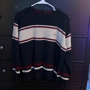 Vintage Paul & Shark Navy Cream and Burgundy Striped Cashmere Wool Crewneck